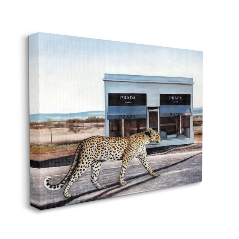 «Fashion Store Cheetah Walk Safari Animal» par Daphne Polselli - imprimé, H 24 po x l 30 po, Toile tendue