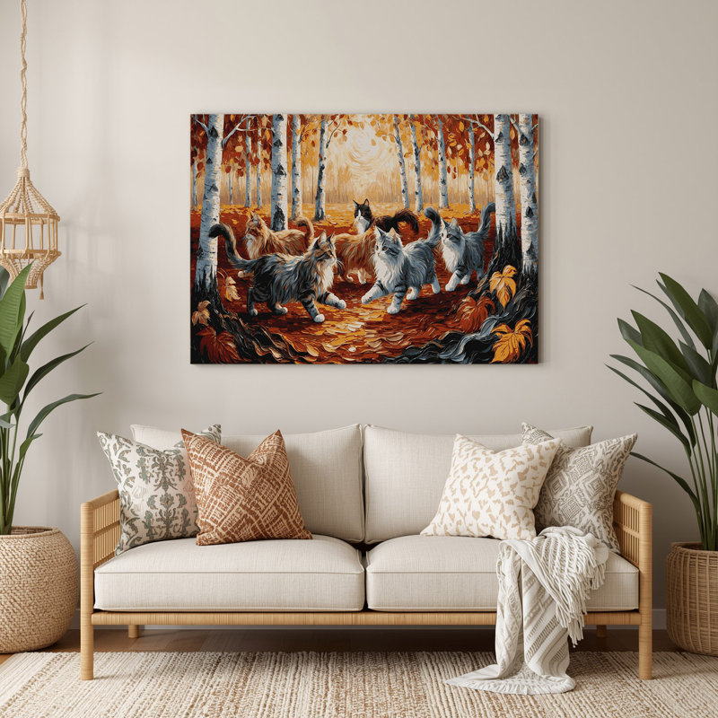 Art mural chats en métal brun Ussuri, H 240 po x l 360 po x P 0,05 po