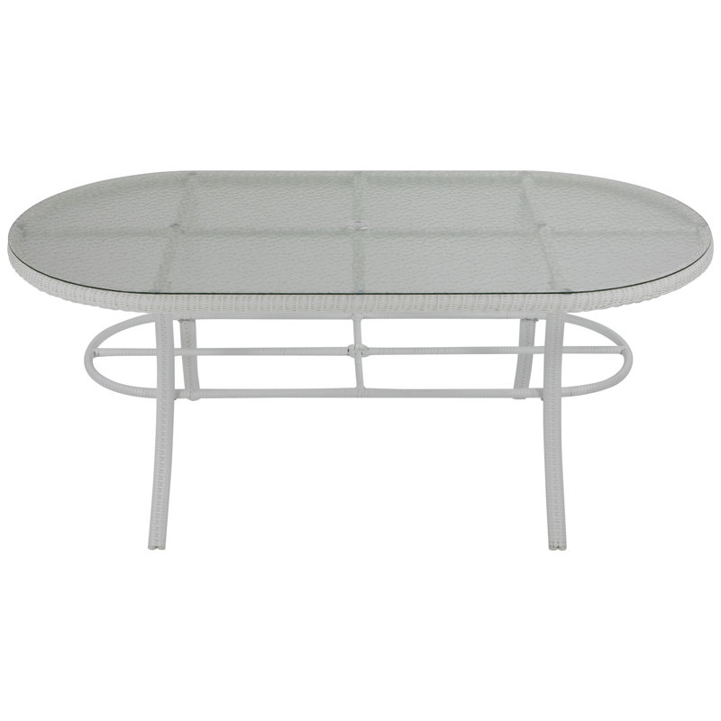 7-Piece Wicker Outdoor Dining Set, White