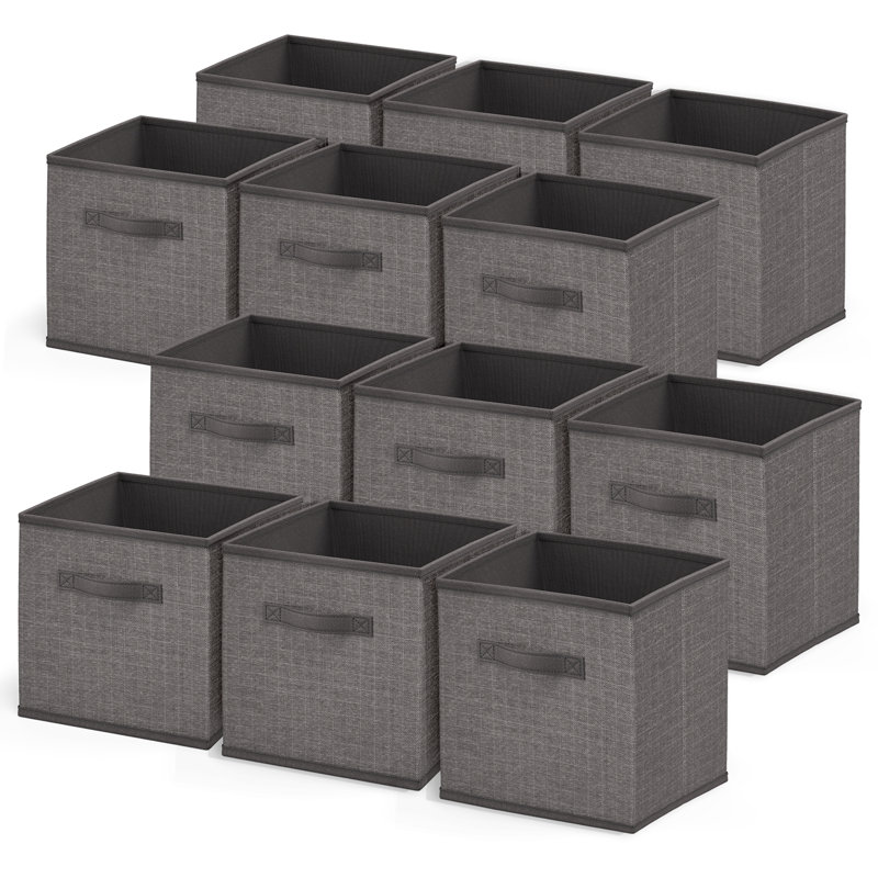 Latitude Run® Fabric Decorative Bin, Gray, 12