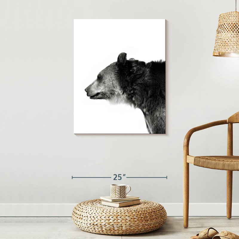 Tête d'ours monochrome, H 30 po x l 24 po x P 1,25 po