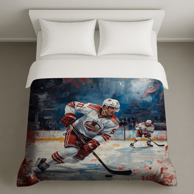 Ice Hockey Players Action Duvet Covers
