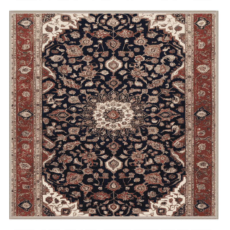 Machine Washable Persian Brown Area Rug, Square 3'