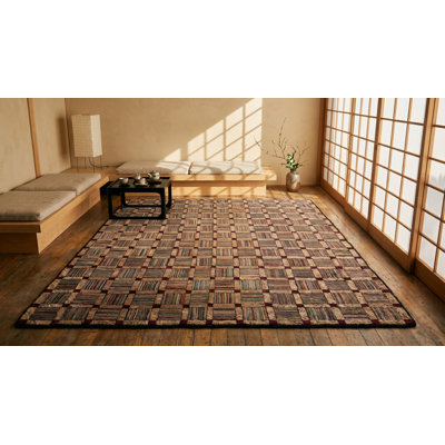 Tapis velours bouclé à motif géométrique antique