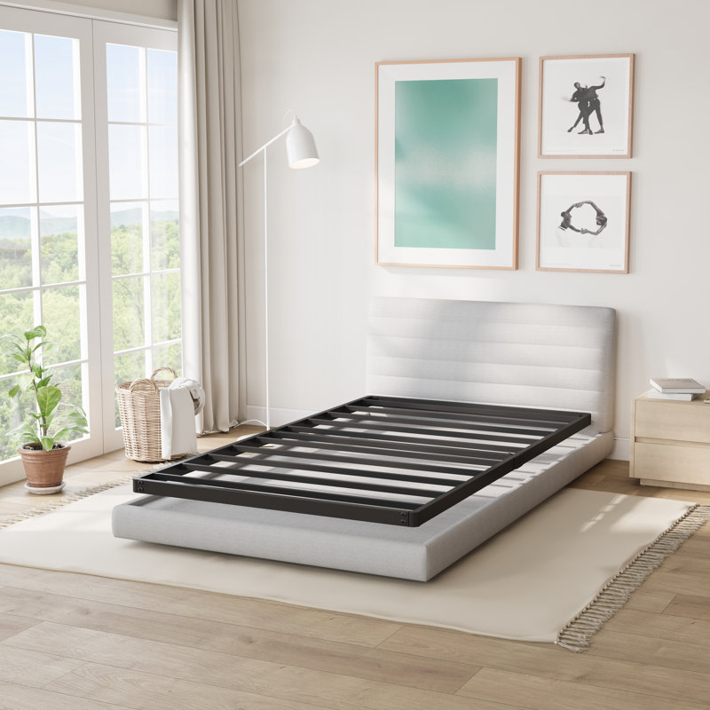 Bercht 2" Low Profile Metal Box Spring Bunkie Board, Thin Bed Slat Replacement(No legs), Twin