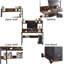 Bureau d'ordinateur Sundale, grande table d'écriture, rangement simple pour bureau à domicile, brun rétro
