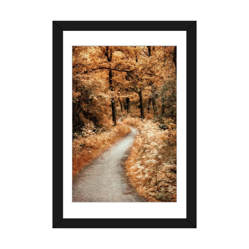 Winding Path, reproduction de photo sur toile tendue, H 24 po x l 16 po x P 1 po, Papier d'art encadré noir, Blanc