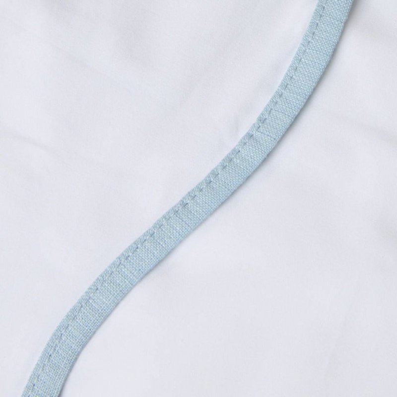 Skylar 100% Cotton Percale Weave Sheet Set, White/French Blue, Queen Sheet Set with 2 Pillowcases