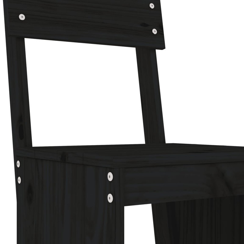 Ayron Brayden Studio Bar Set with Wood Frame and Solid Wood Outer Material, Black