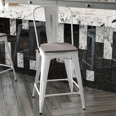 Brinya All-Weather Counter Height Stool with Poly Resin Seat