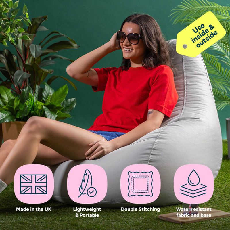 Kids Highback, Gamer Indoor-Outdoor Bean Bag, Grey