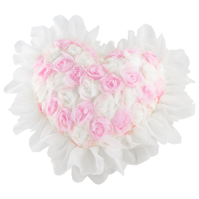 Coussin décoratif décoratif rose et blanc 13 x 15 pouces