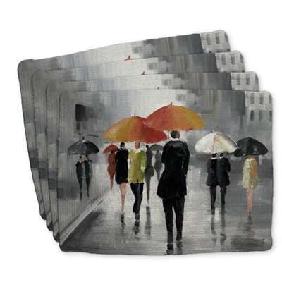 Braided Polyester Placemats Set of 4 - Street Scene Design