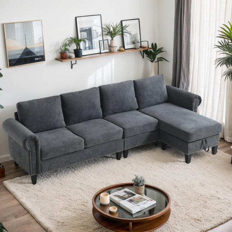 Canapé modulaire 2 pièces Darylle, Gris