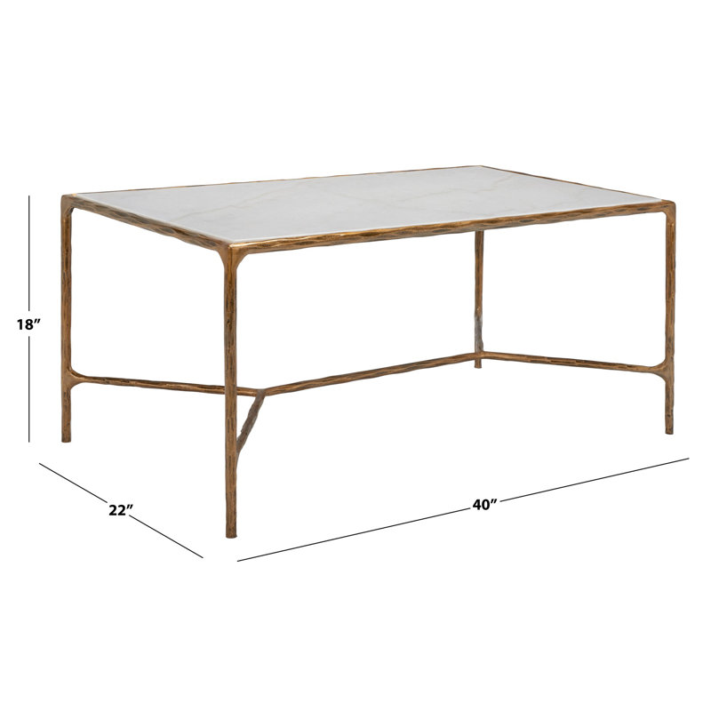 Evelynn Coffee Table, White Marble, Brass