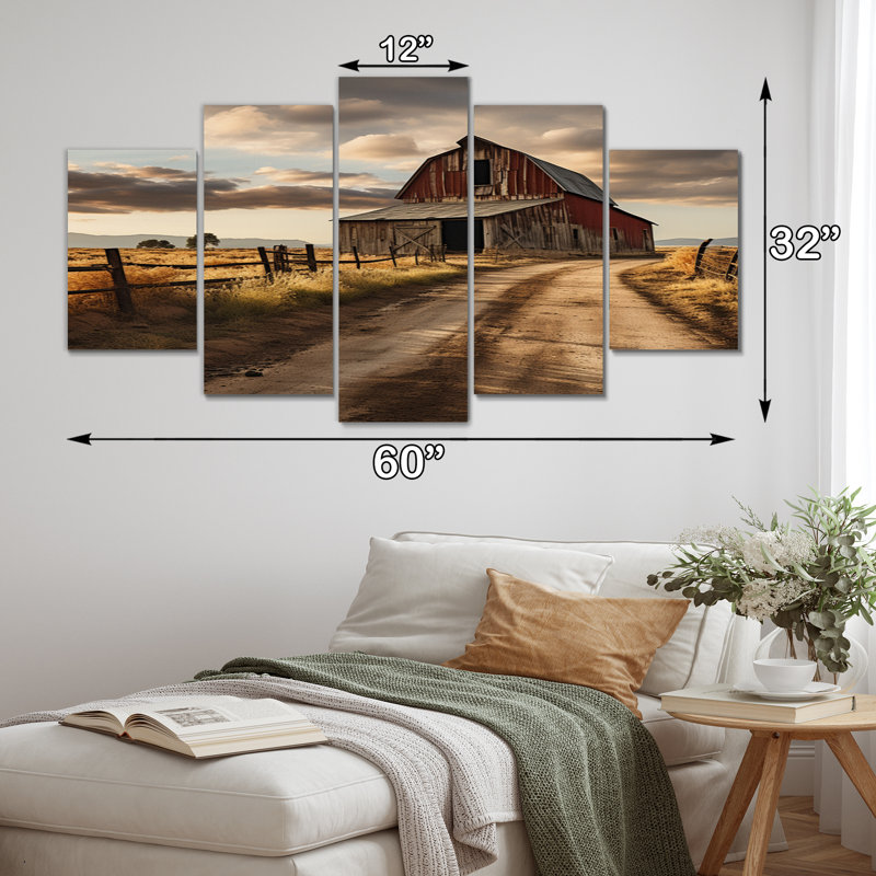 Barns Rustic Charm II - 5 pièces sur toile tendue