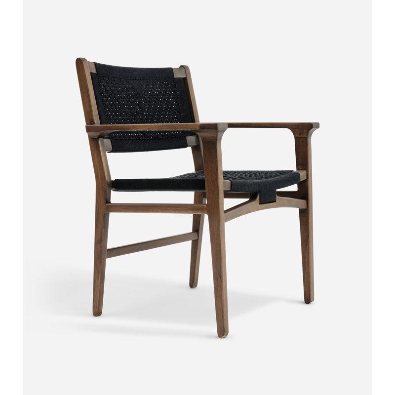 Chontales Dining Chair with Armrest in San Geronimo Manila, Black V Braided Cord, Coffee