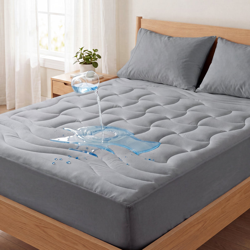 Bedsure Quilted Fitted Waterproof Mattress Pad Topper, Gray, Twin XL