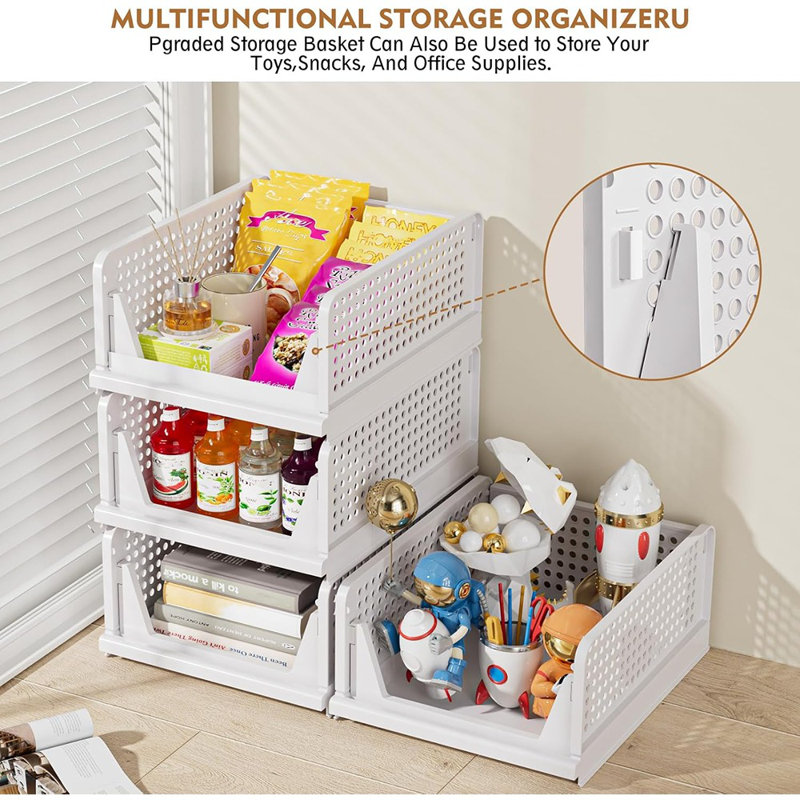 5 Pack Stackable Closet Storage Basket, Multifunctional &...