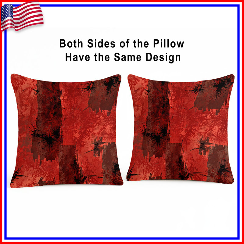 Coussins décoratifs rouges et noirs, 16 x 16 pouces