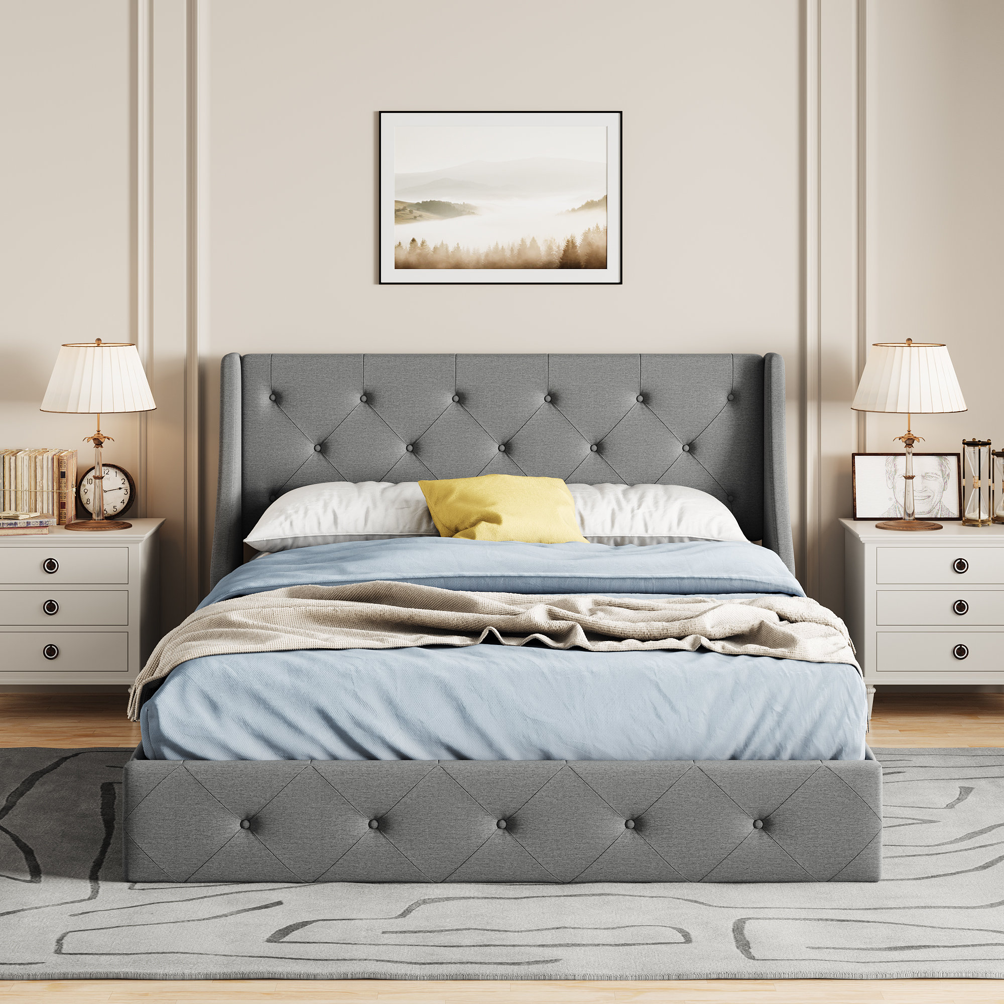 Three Posts™ Losada Upholstered Storage Bed with Wingback - 4 drawers ...