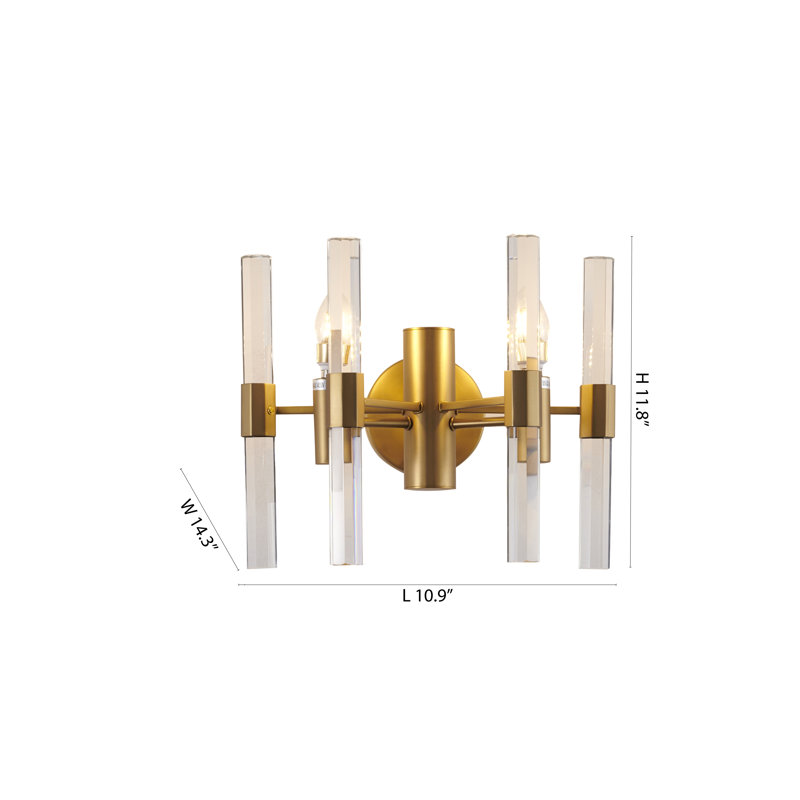 Transitional 2-Light Antique Brass Crystal Wall Sconce , Brass