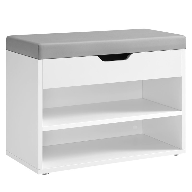 4 Pair Shoe Storage Bench, White/Grey