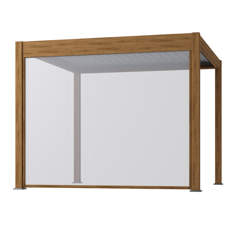 Store à enroulement réglable Pergola Accessoires compatible avec la marque Bonosuki, Grain du bois, Bordure de jardin