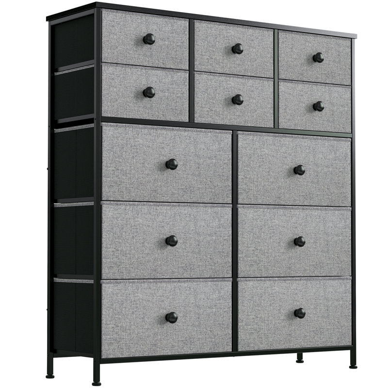 11.8'' W 12 - Drawer Dresser, Light Gray