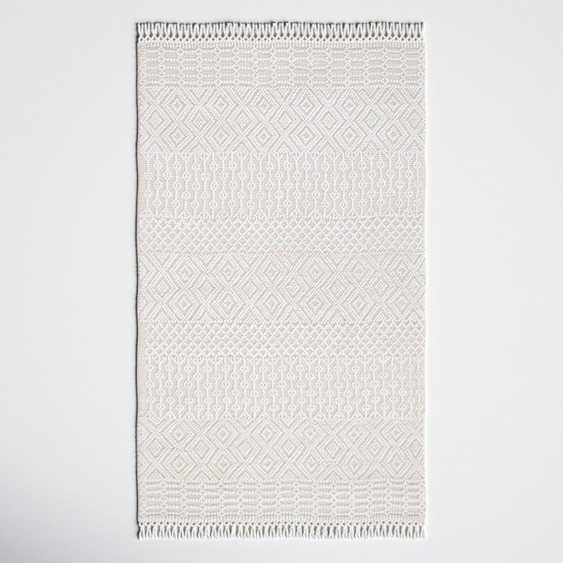 Southwestern Handmade Flatweave Ivory Area Rug, Rectangle 6' x 9'