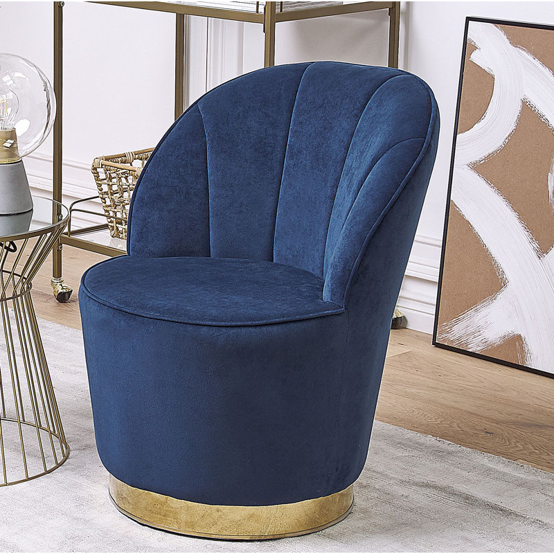 Dominique Velvet Barrel Chair, Dark Blue