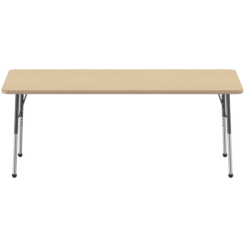 Table d'activité rectangulaire à hauteur réglable en forme de T, 24 po x 72 po, Érable / érable / noir
