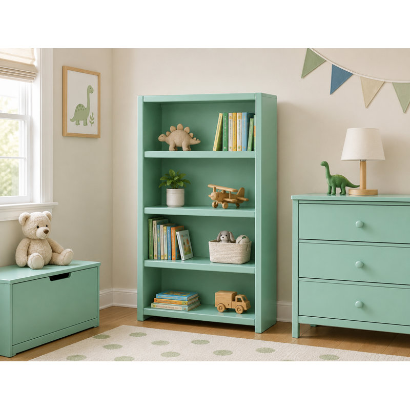 McKaylah Bookcase, Aquamarine, (3 Shelf) 60” H x 32” W x 13” D