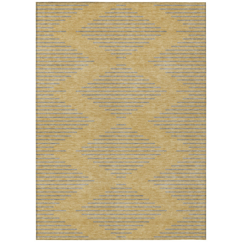 Tapis intérieur lavable à motif géométrique doré 5 pi x 8 pi