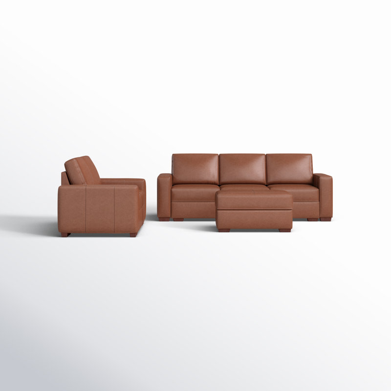 Ensemble de salon en cuir véritable 3 pièces Britte