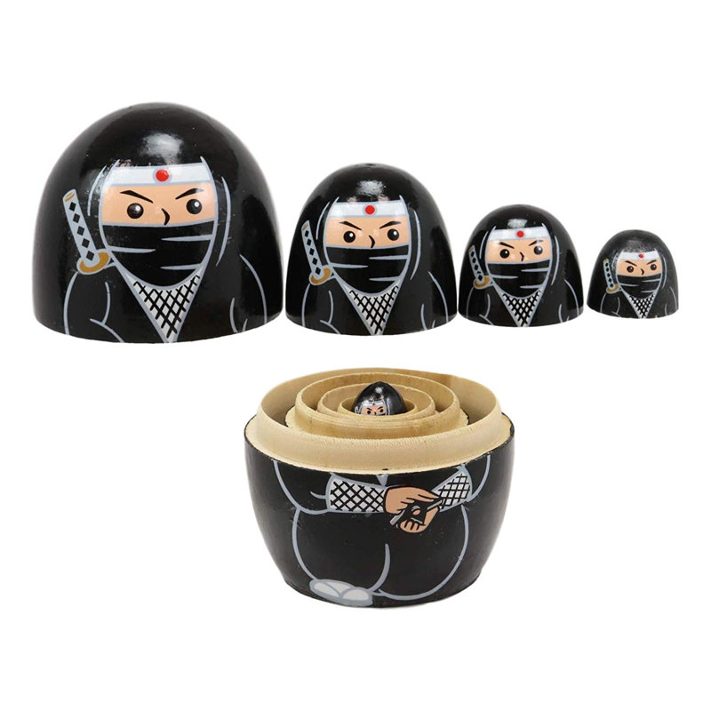 Ensemble de figurine en bois peint à la main en bois pour jouets 5 pièces ninja Cobel