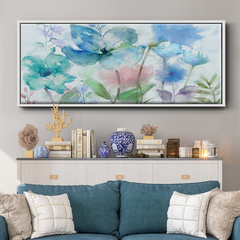 Mélange de bleus - toile encadrée, H 12 po x l 30 po