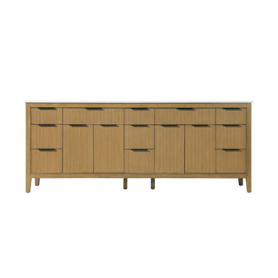 Meuble-lavabo double 84 po en teck miel