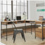 Bureau en L avec bureau épais de 1 pouce, finition brune