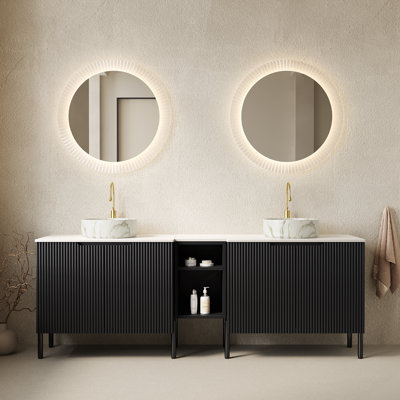 Dans les meubles-lavabos (doit inclure le meuble-lavabo et le lavabo) avec rangement, salle de bain moderne en MDF