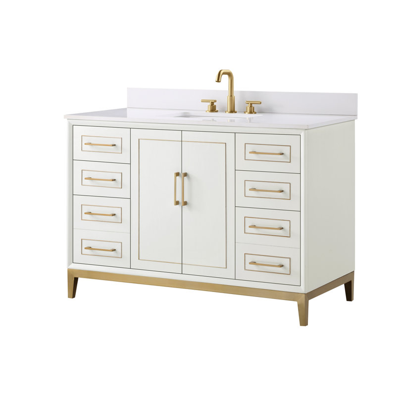 Gracie 48'' W Single Vanity, White Quartz, Satin White (Cream White)