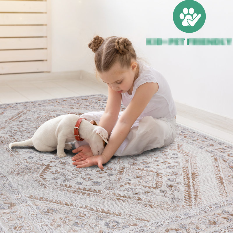 Tissage tissé et tapis 2 x 3, crème, ne perdant pas ses poils