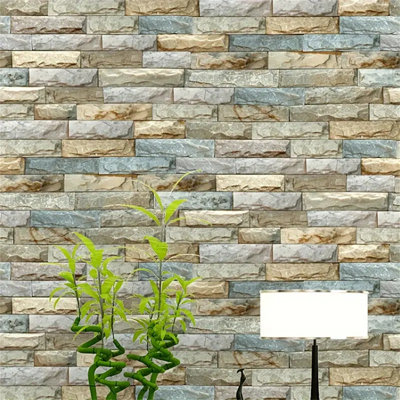 Modern 3d Marble Three-dimensional Brick Pattern Pvc Matte Feel Wallpaper Living Room Tv Background Bar/hotel/store Wall Non-self Adhesive Wall Paper 1.73' W X 31.2' L