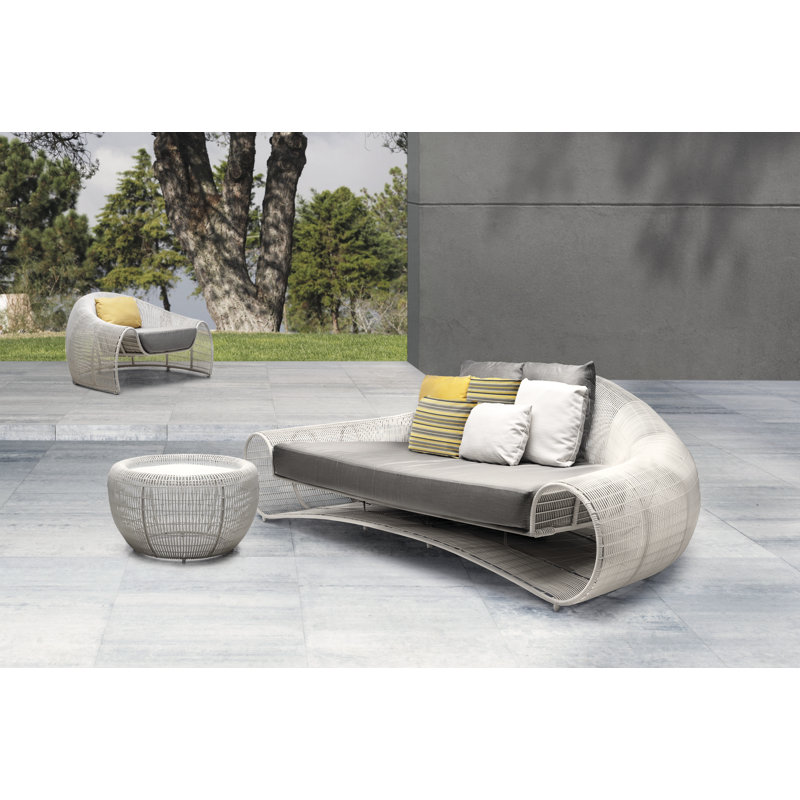 Croissant Outdoor Round Side Table, Whitewash