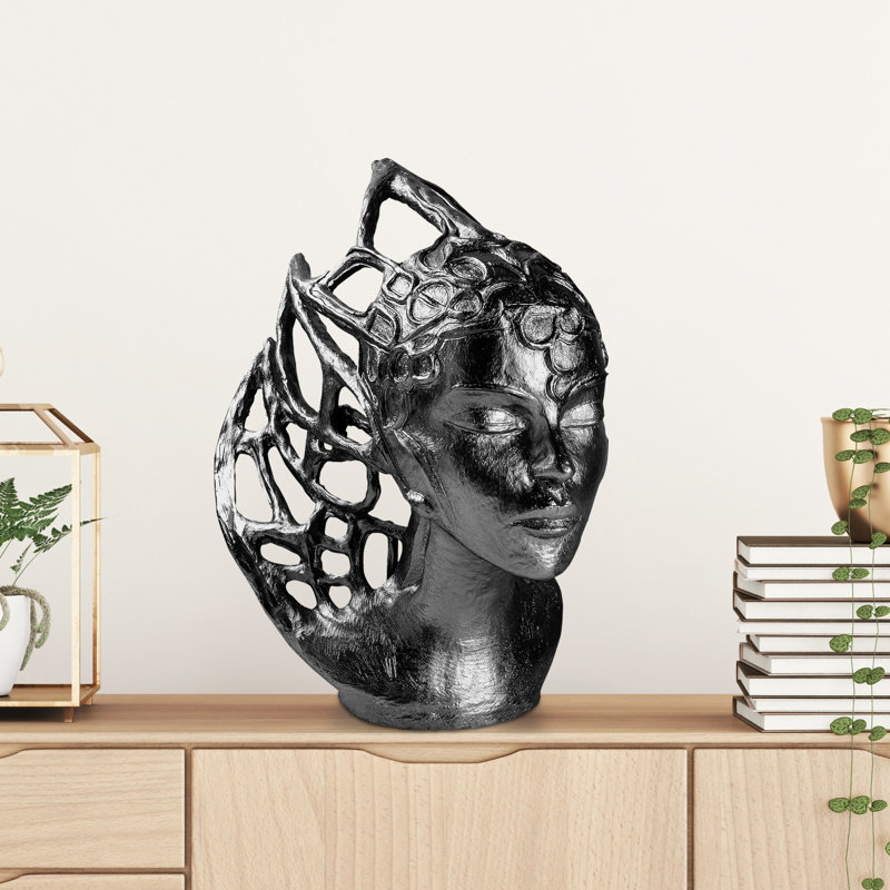 Hand-Painted Decorative Object, Black, 14.2 x 9.4 x 12.6 Inches | Made of 100% Polyester, Unique Color Variations | Perfect for Home Decor, Modern Aesthetic, and Creative Spaces | Eye-Catching Accent Piece
