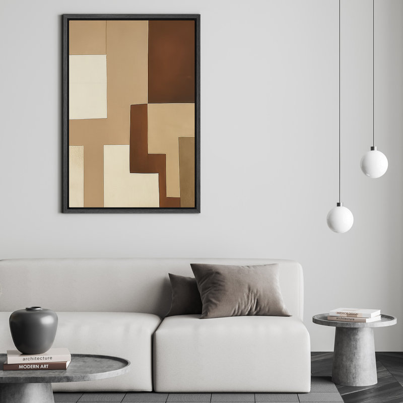 Reproduction d'art sur toile - Œuvre abstraite, décor moderne neutre pour le salon, Toile tendue, Noir, H 24 po x l 16 po