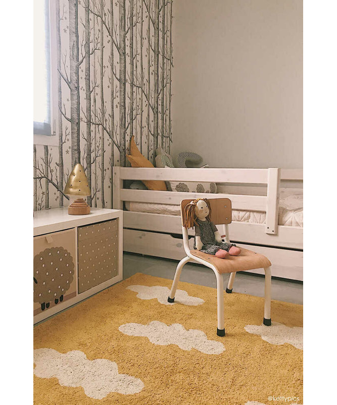 Hand Knotted Cotton Abstract Area Rug in Yellow/White