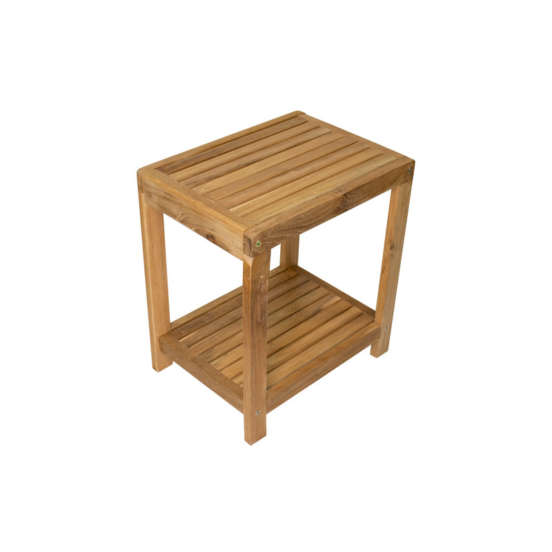 Natural Teak Wood Spa Shower Bench with Shelf