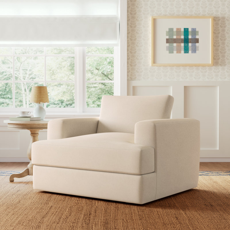 Cayden Upholstered Chair And A Half, Bayou Natural Canvas