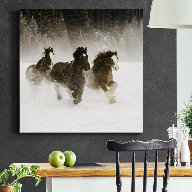 Winter Roundup II - impression sur toile tendue, H 24 po x l 24 po x P 1 po